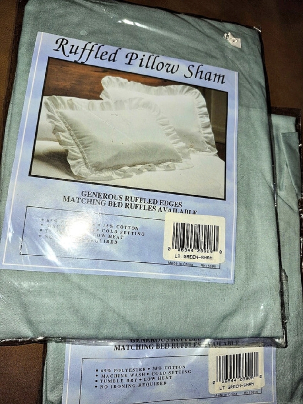 Vintage Dolly Madison Ruffled Pillow Shams 2pk L Green New Old Stock Twin Full Q